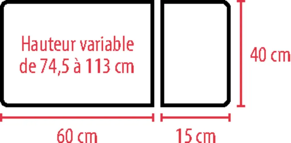 Table de lit médicalisé à roulettes avec grand plateau inclinable