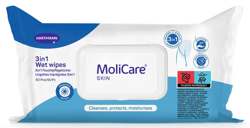 Lingettes nettoyantes imprégnées Molicare Skin