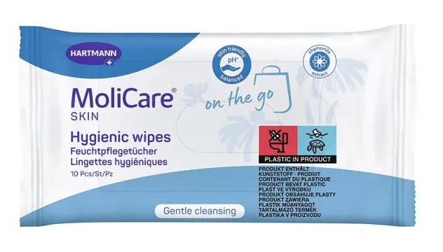 Produit Lingettes nettoyantes imprégnées Molicare Skin Image