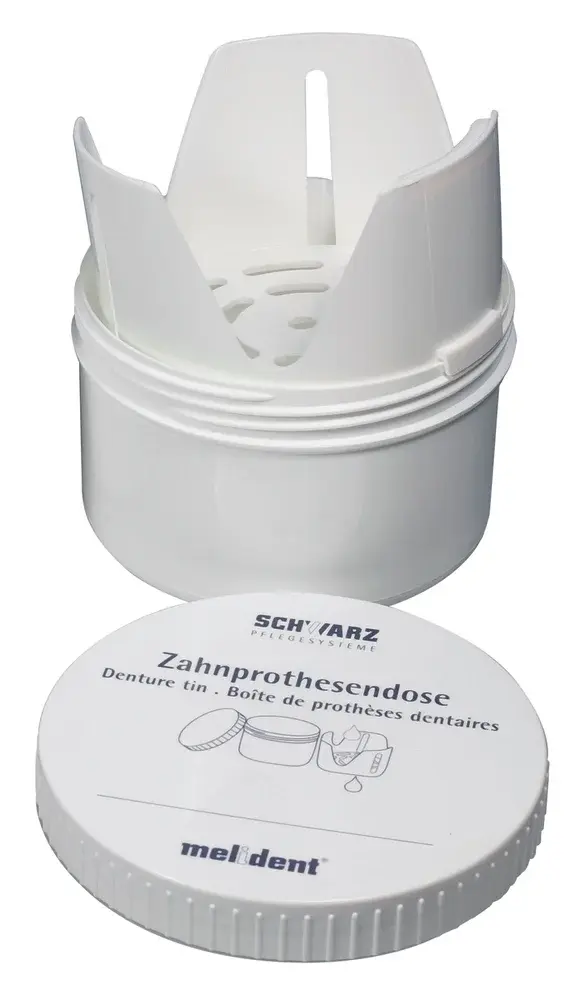 Boîte à dentier avec couvercle à visser