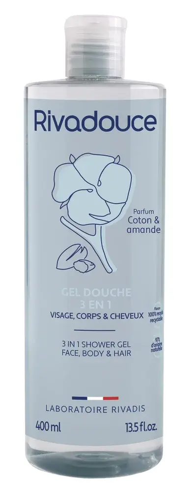 Gel douche 3 en 1 visage, corps et cheveux Coton & Amande