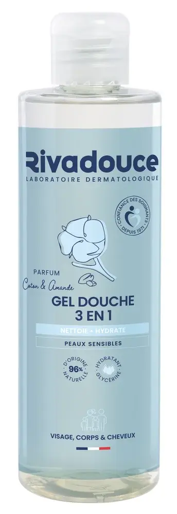 Gel douche 3 en 1 visage, corps et cheveux Coton & Amande