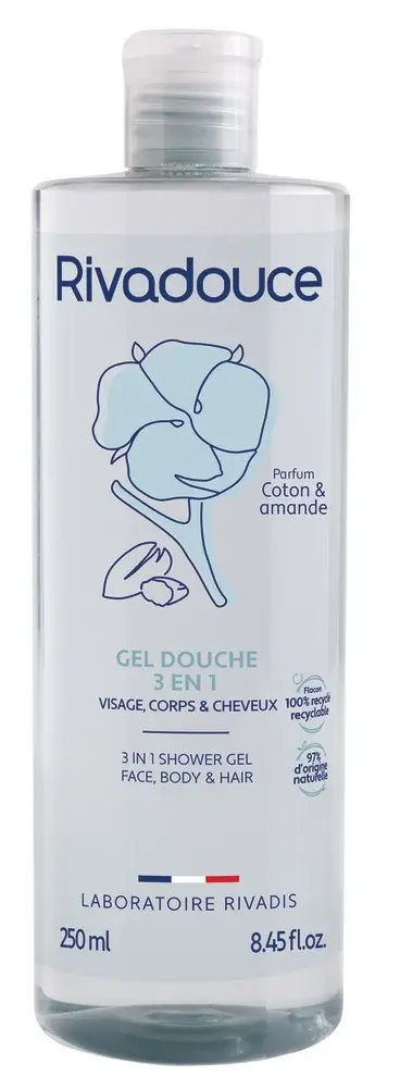 Gel douche 3 en 1 visage, corps et cheveux Coton & Amande
