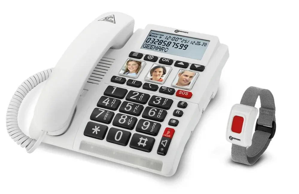 Téléphone sénior filaire avec bracelet SOS CL610