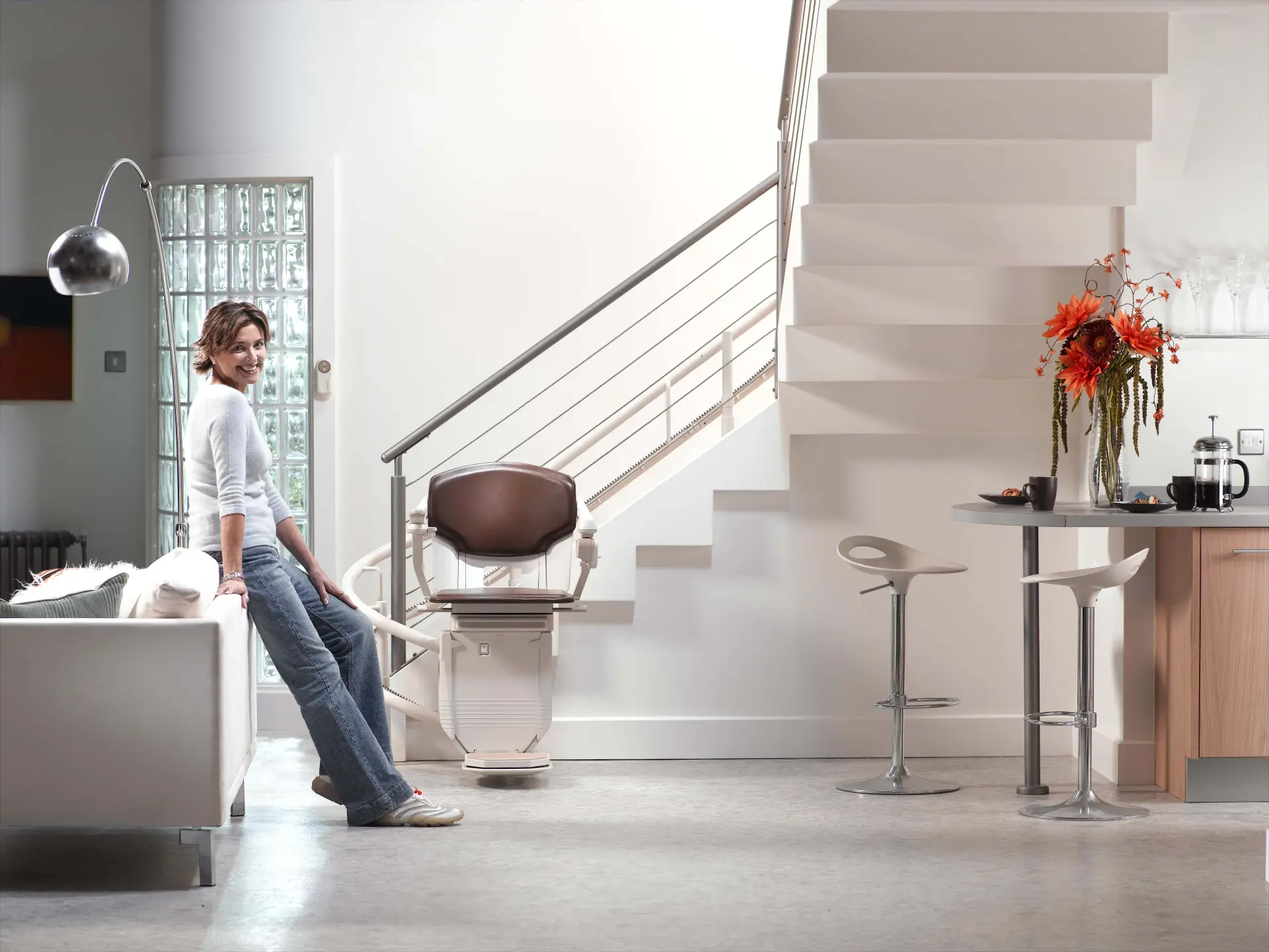 monte-escaliers tournant